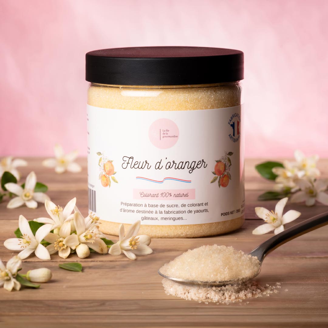 La fée de la gourmandise Sucre fleur d'oranger pot 250G floral
