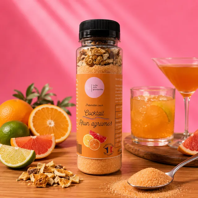 La fée de la gourmandise Rhum agrumes préparation cocktail