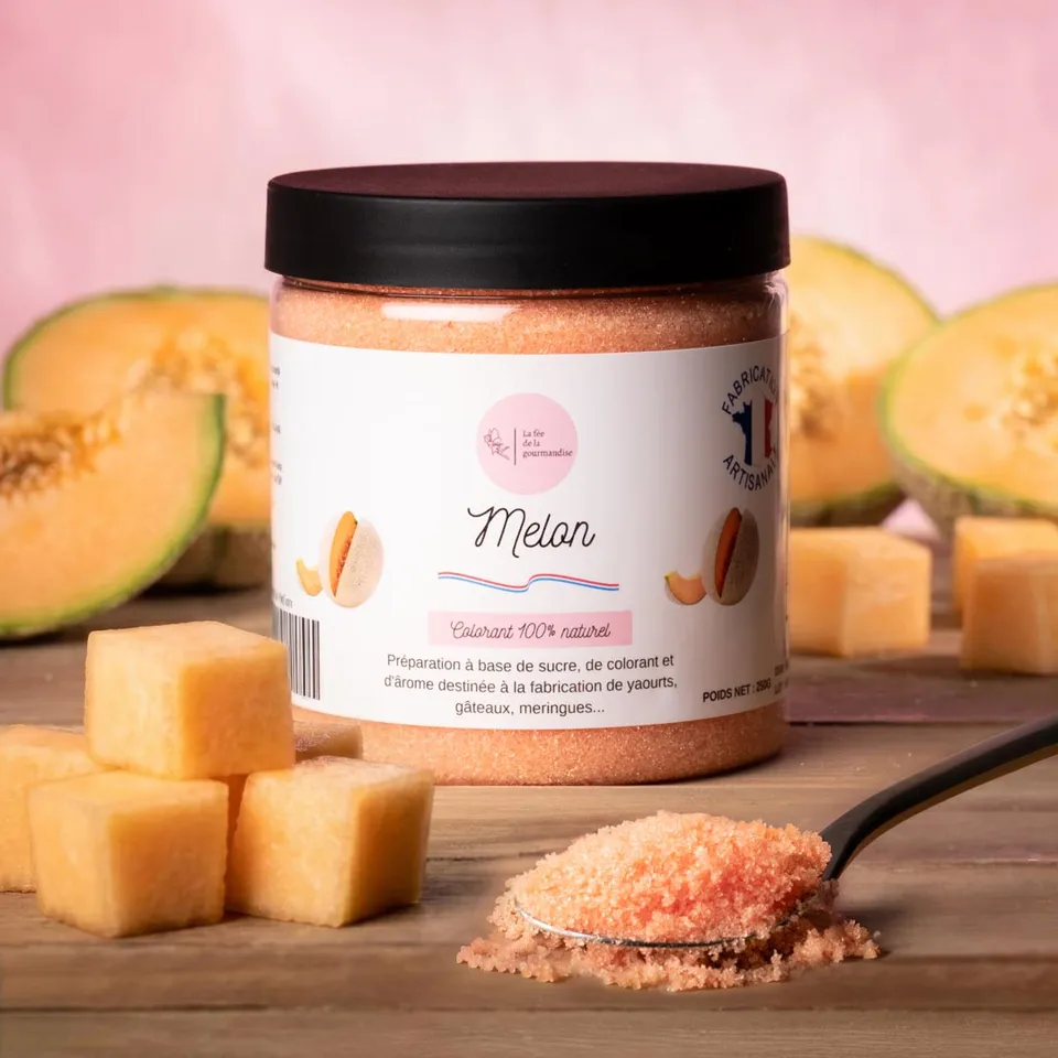 La fée de la gourmandise Sucres aromatisés Melon sucre pot 250 g
