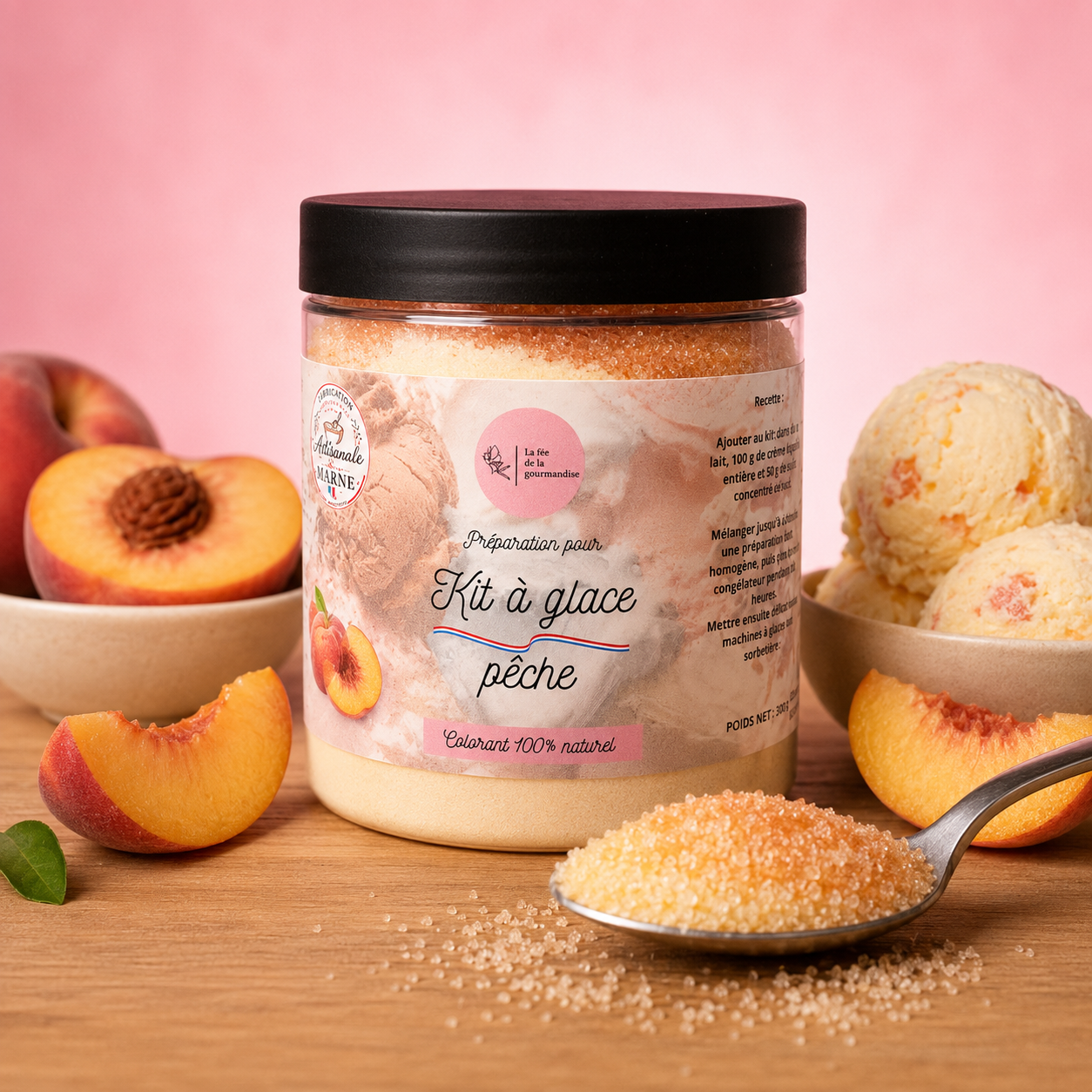 La fée de la gourmandise Kit à glace Pêche dessert fruité