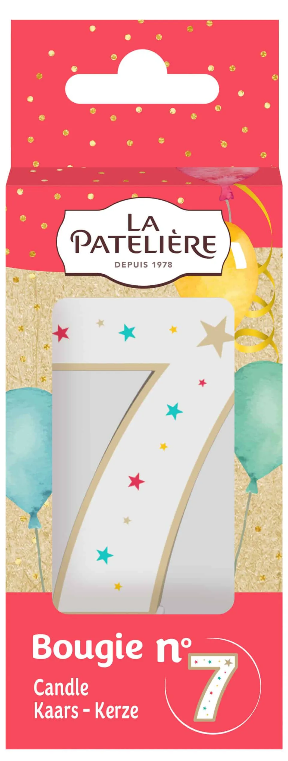 La Patelière Décors et bougies Bougie chiffre 7 blanche étoiles