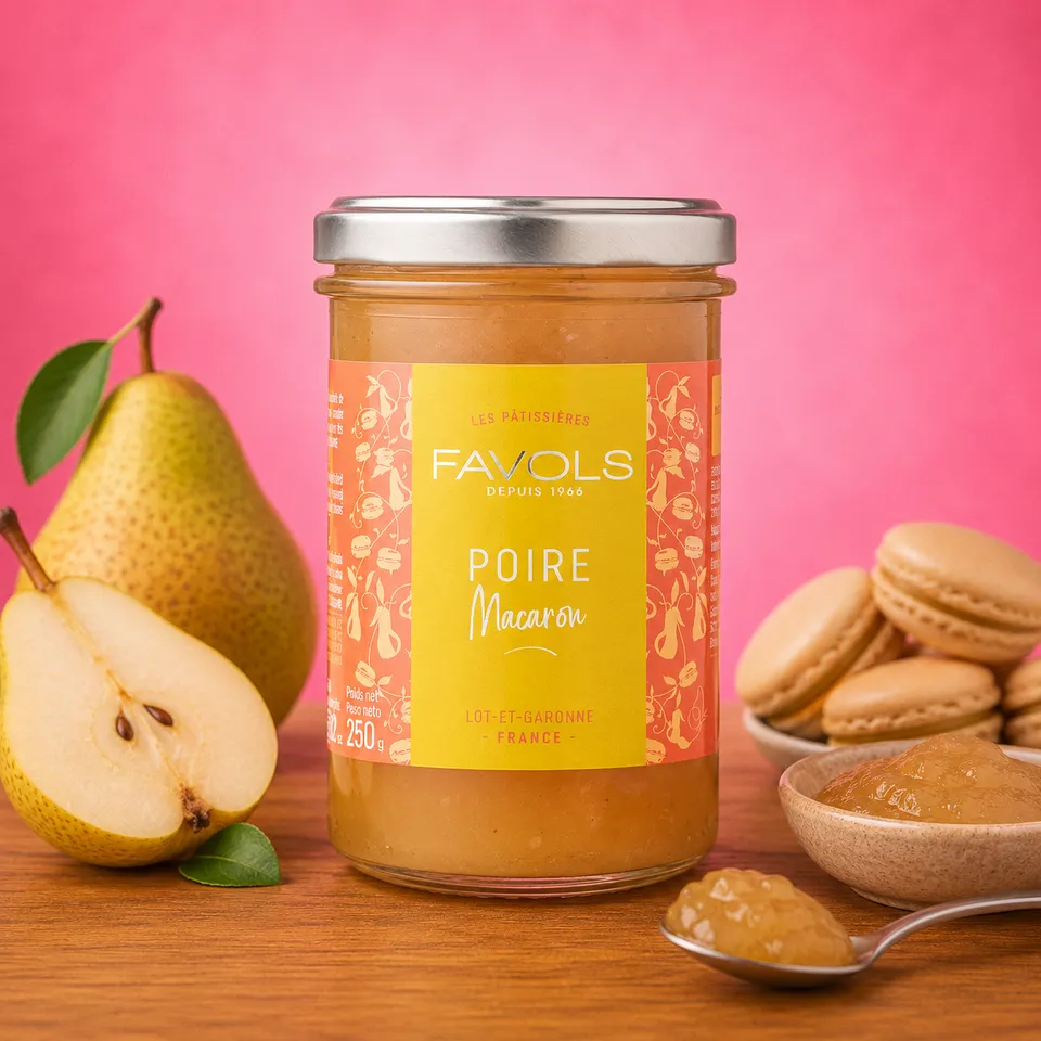 La fée de la gourmandise Confiture Poire Macaron 250 g