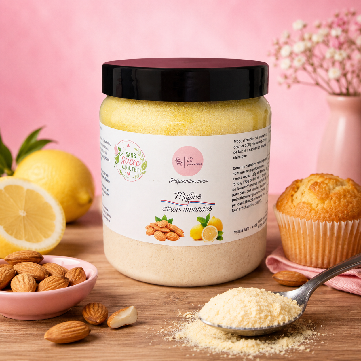 La fée de la gourmandise Muffins citron amandes sans sucre érythritol