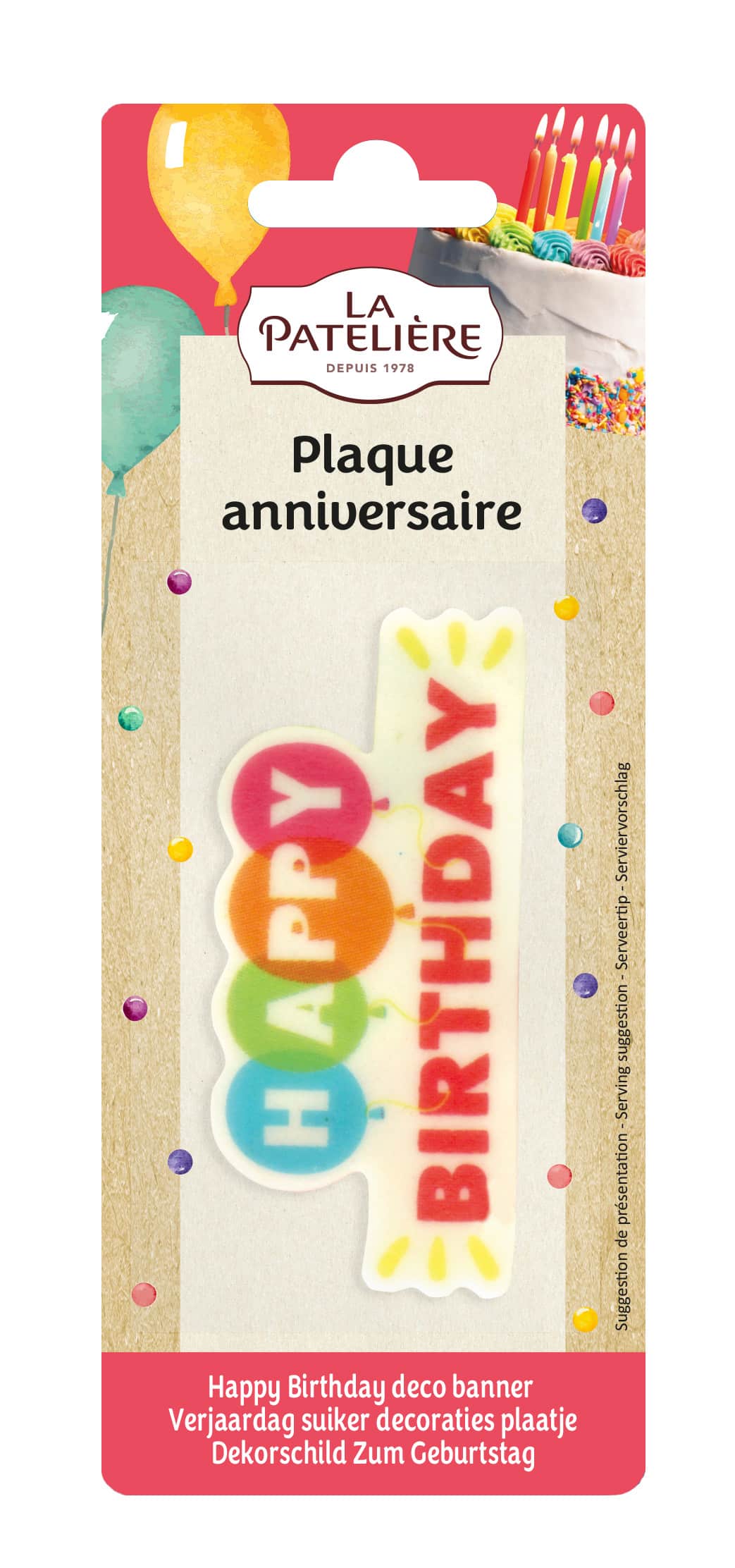 La Patelière Décors plaque anniversaire sucre Happy Birthday