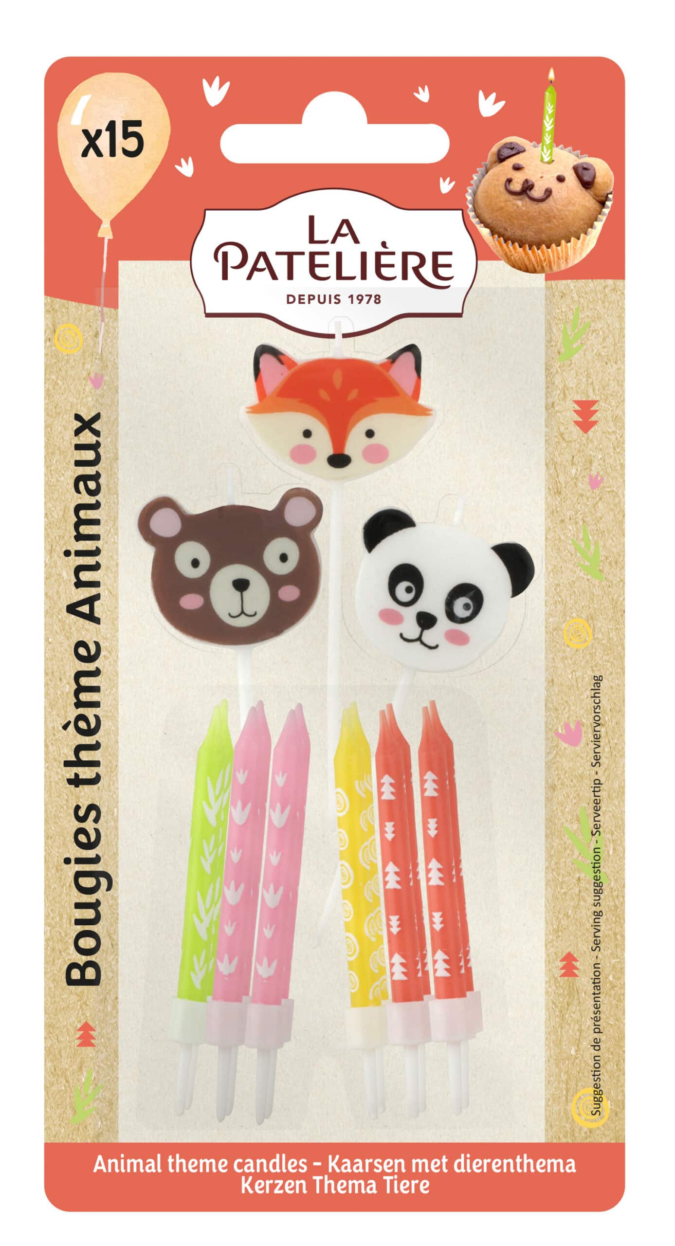 La Patelière Décors et bougies bougies animaux x15