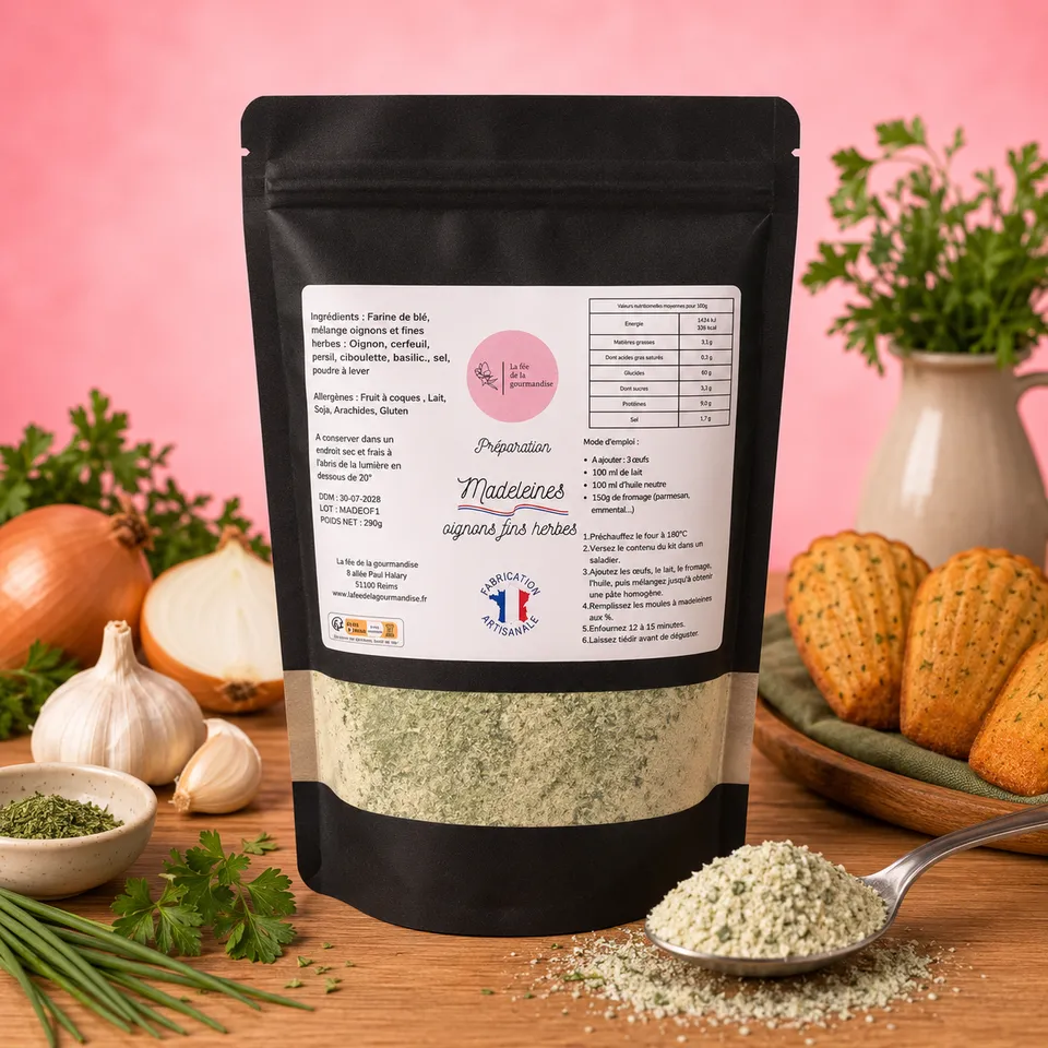 La fée de la gourmandise madeleines oignons fines herbes apéritif