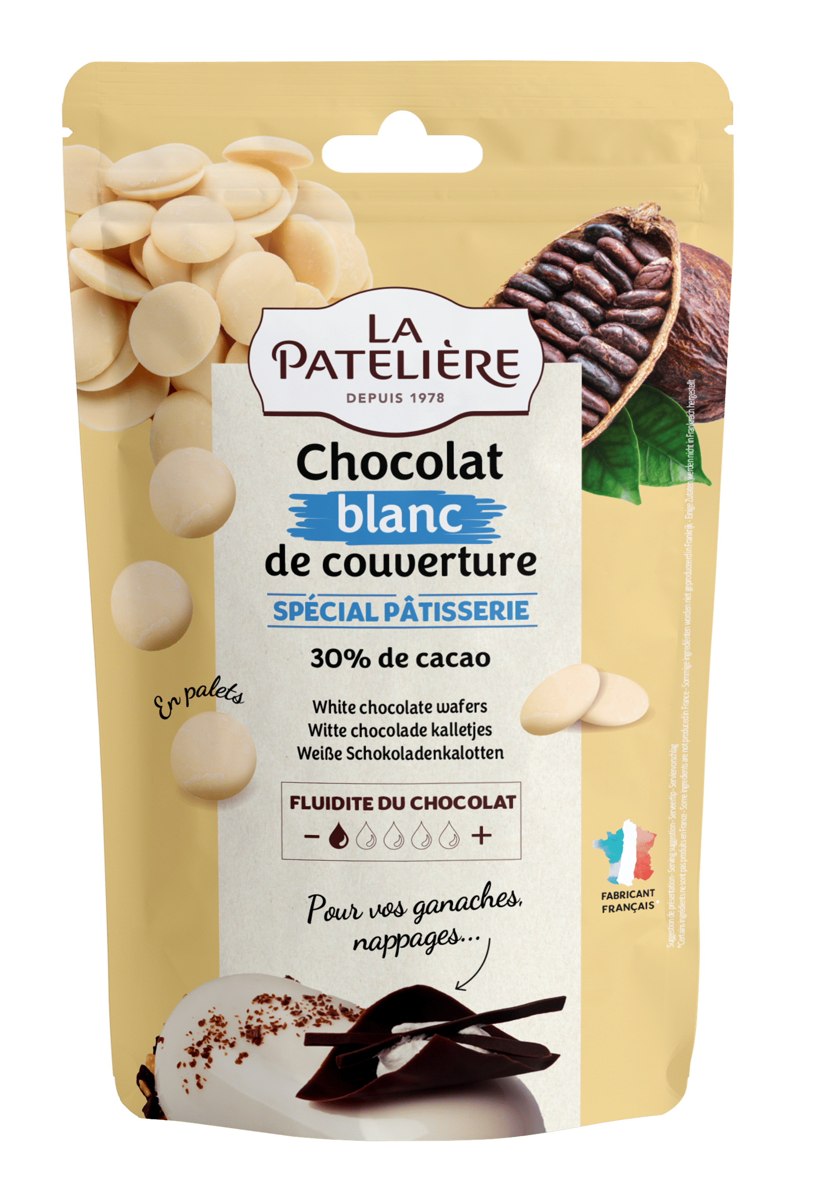 La Patelière Chocolats Palets de chocolat blanc 30% cacao