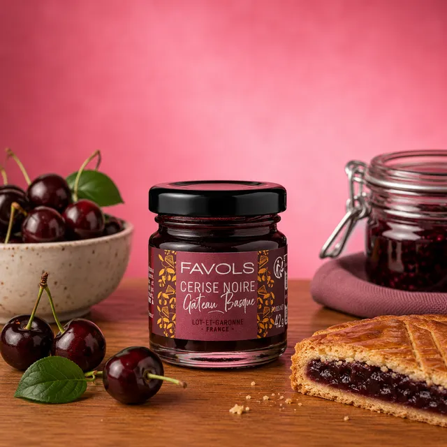 La fée de la gourmandise Confiture Cerise Noire Gâteau Basque 42g