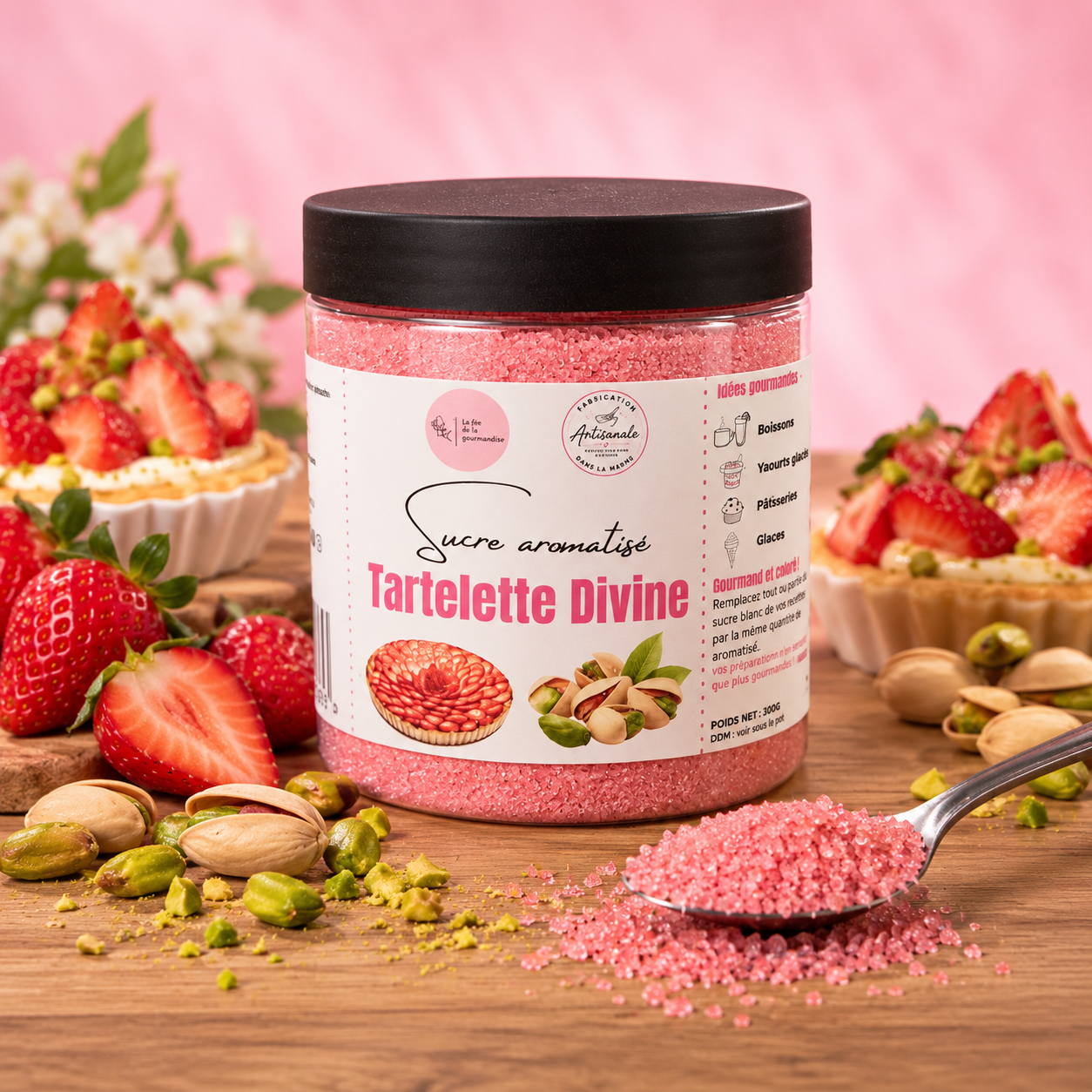 La Fée de la Gourmandise Tartelette Divine sucre fraise pistache