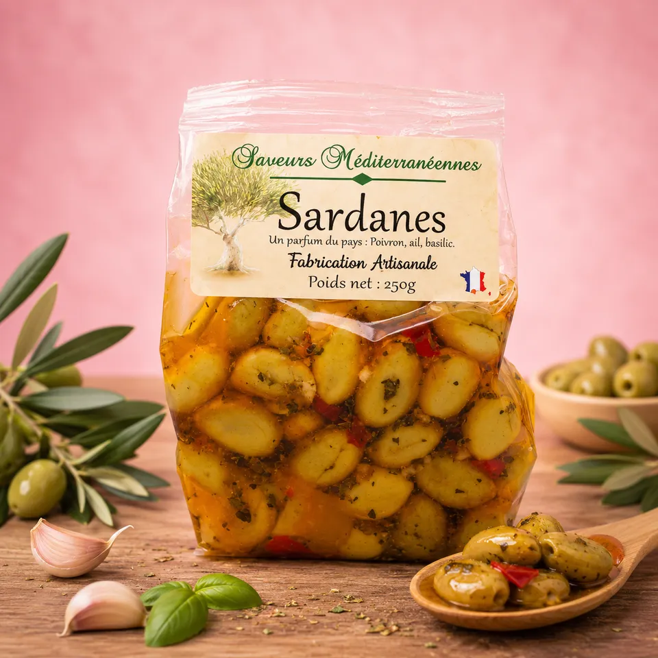 La fée de la gourmandise Olives Sardanes olives cassées 175g ail