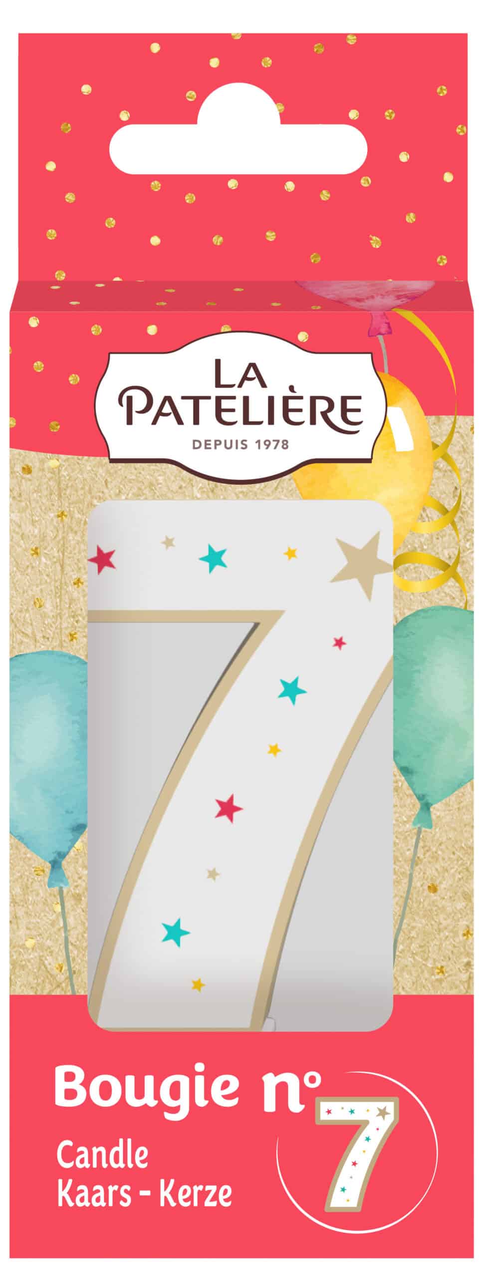 La Patelière Décors et bougies Bougie chiffre 7 blanche étoiles