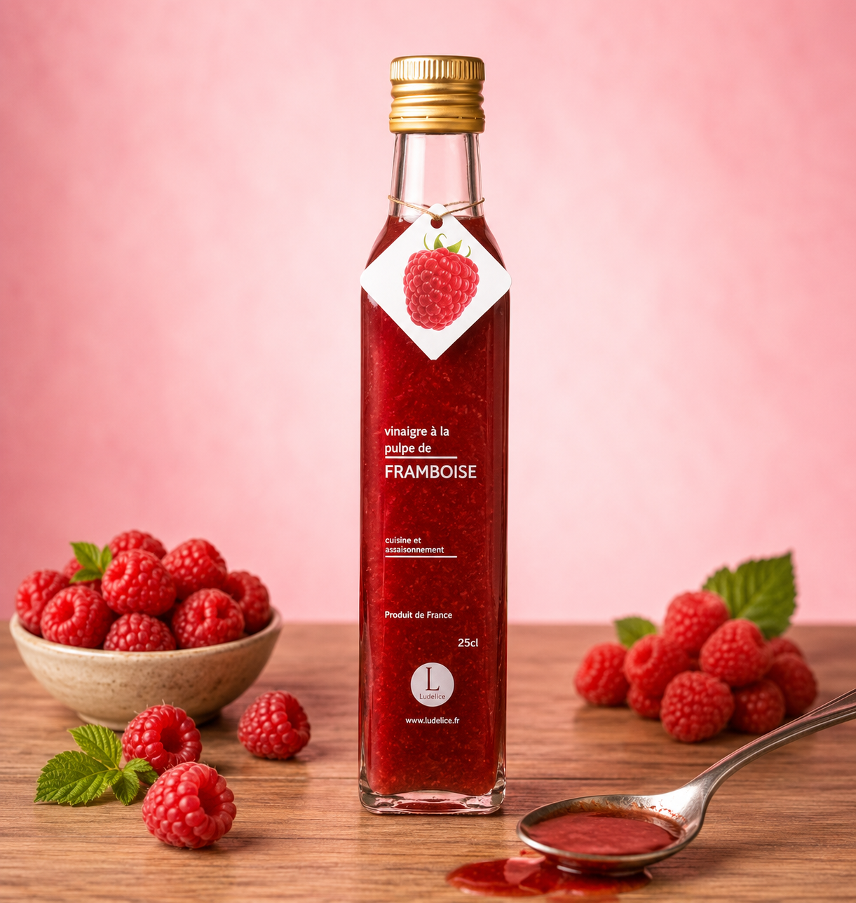 La fée de la gourmandise Vinaigre Framboise 25CL pulpe fruit