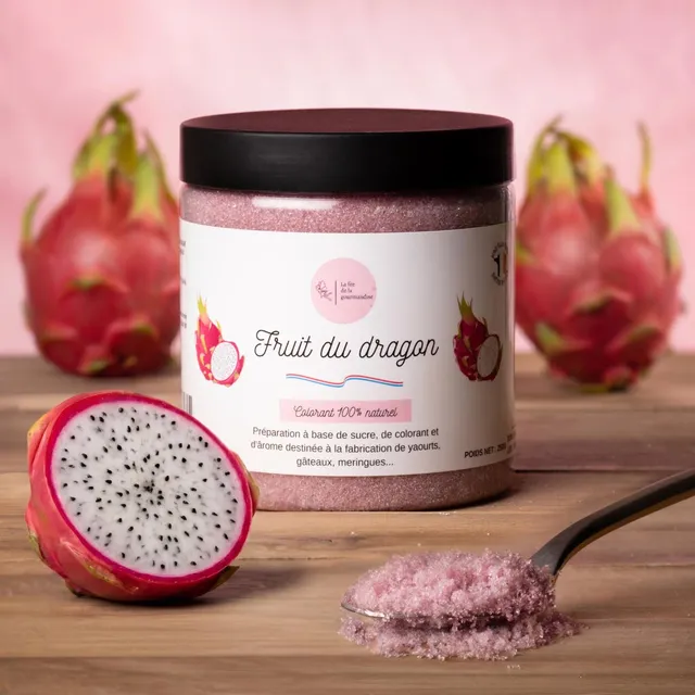 La fée de la gourmandise fruit du dragon sucre aromatisé pot 250g