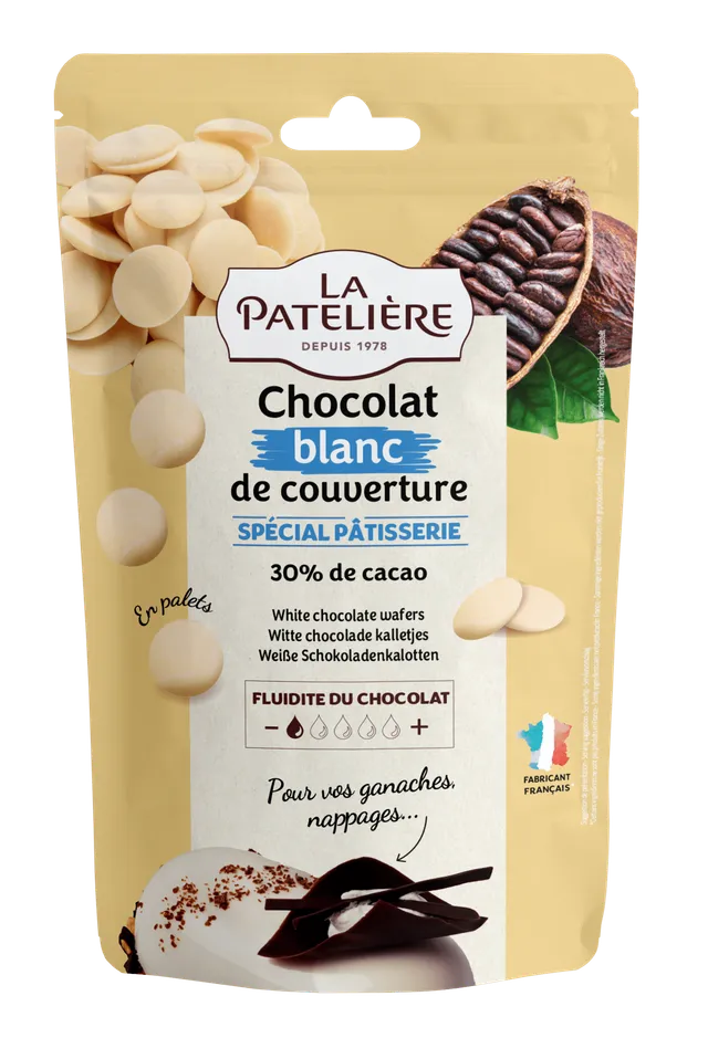 La Patelière Chocolats palets chocolat blanc 200 g 30% cacao