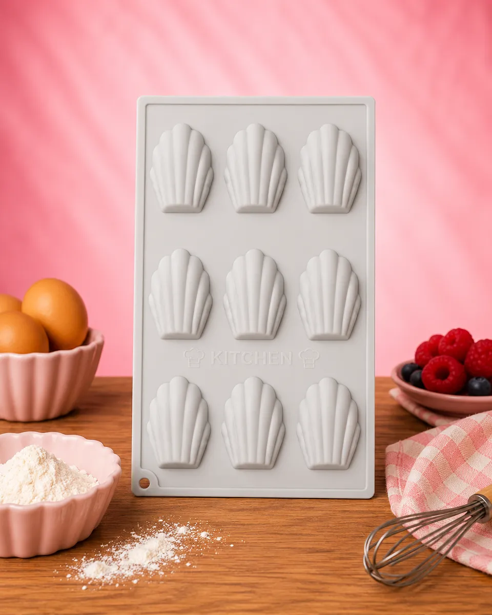 La fée de la gourmandise Moule 9 madeleines silicone gris
