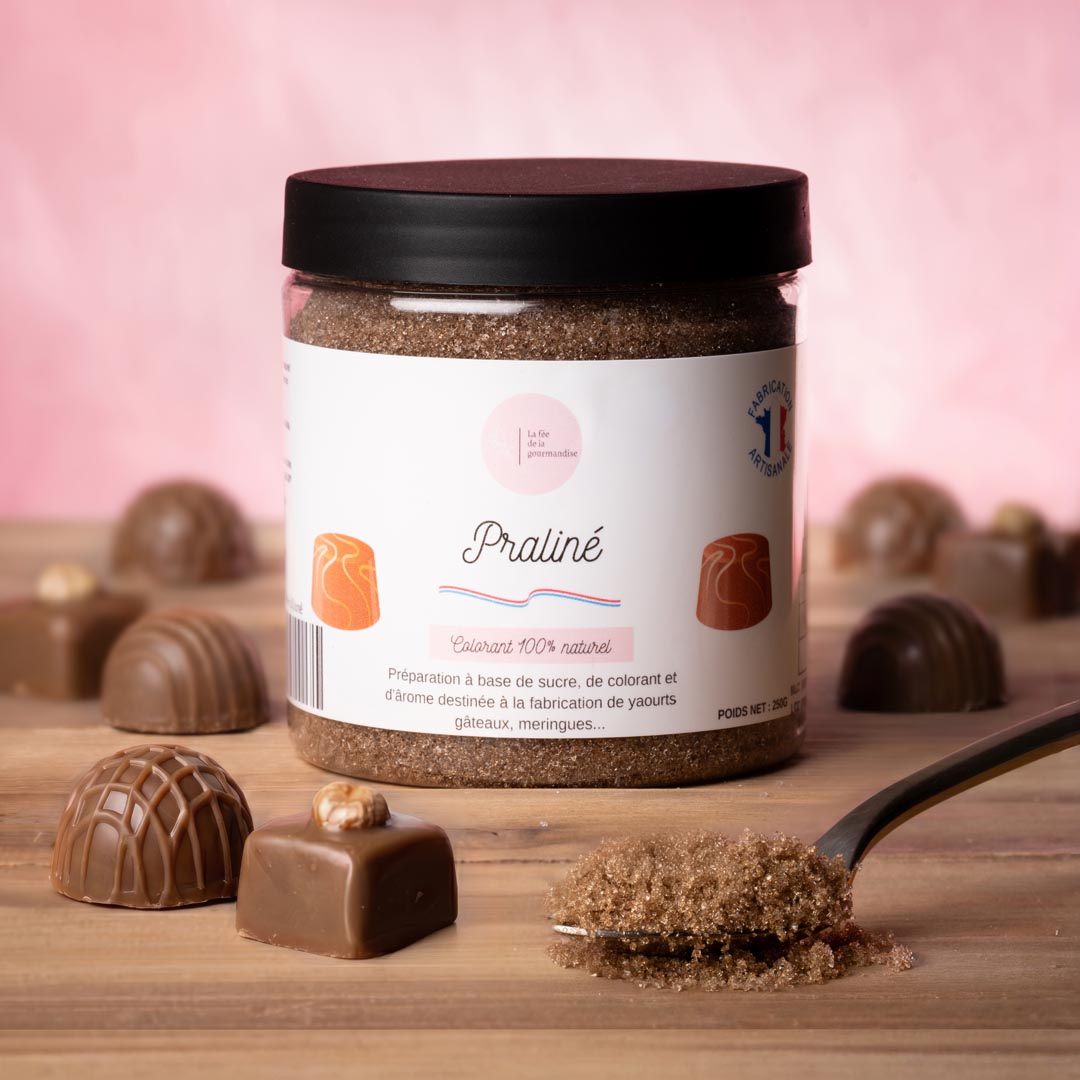 La fée de la gourmandise Sucres aromatisés sucre praliné pot 250 g