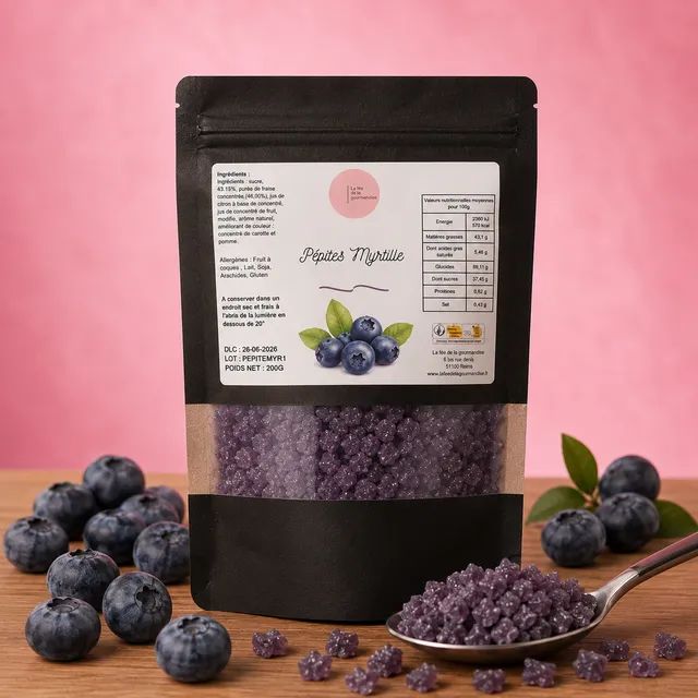 La fée de la gourmandise Pépite de myrtille pépites 200g jus de fruit
