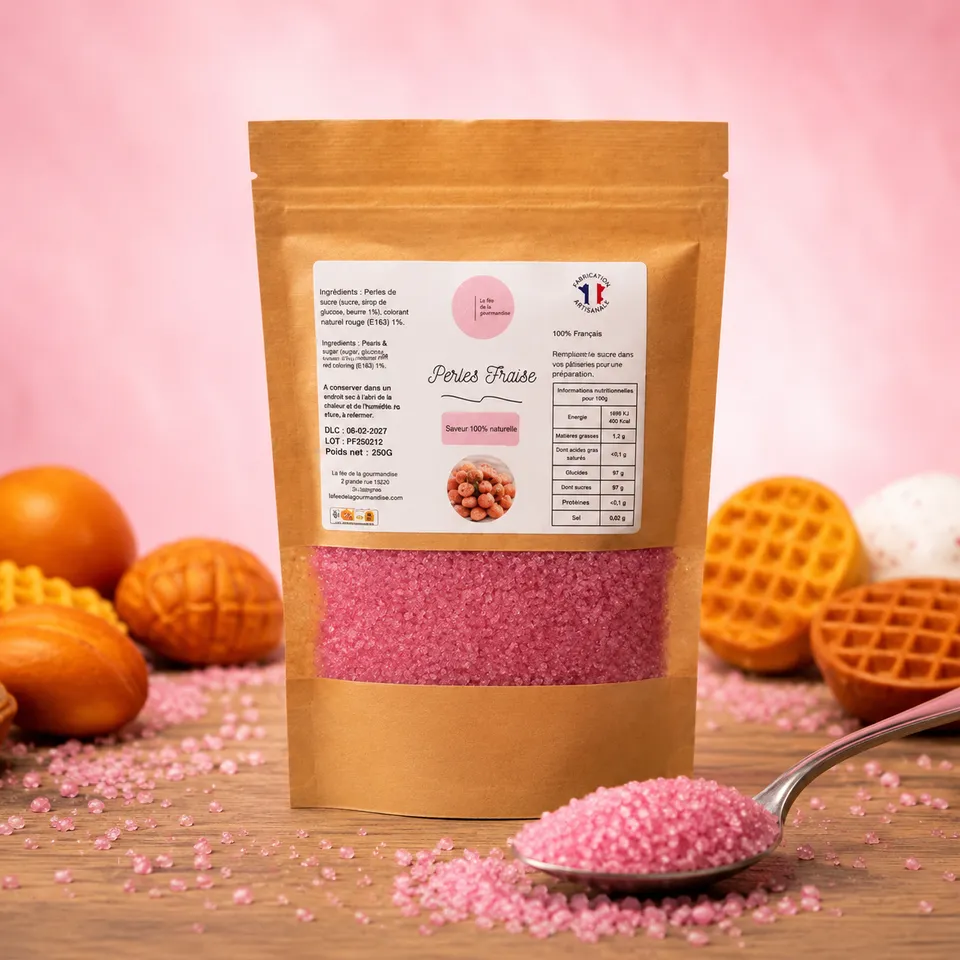 La fée de la gourmandise Sucres Perles Fraise 200 g colorants naturels