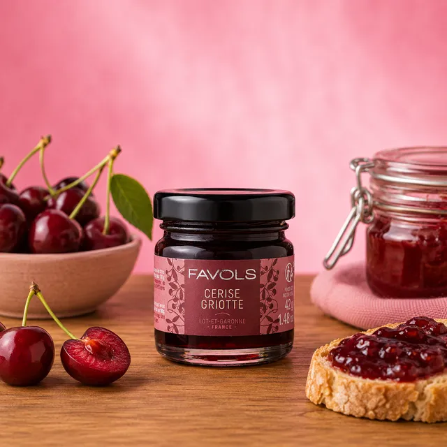 La fée de la gourmandise Confiture cerise griotte 42 g 65% fruits