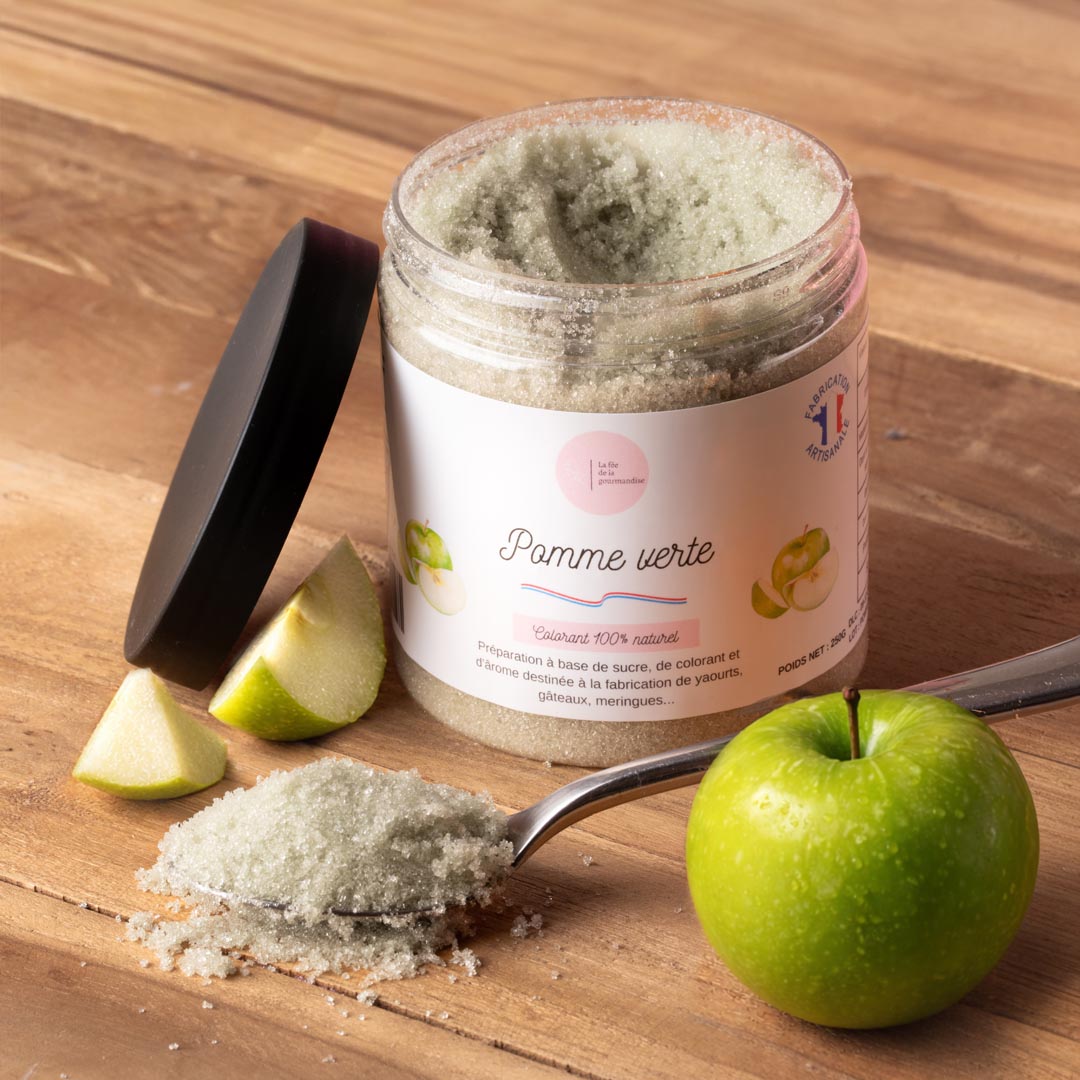 La fée de la gourmandise Sucres aromatisés sucre pomme verte pot 250 g