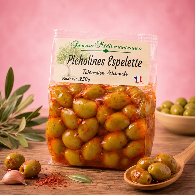La fée de la gourmandise Olives Espelette picholines apéro 175g