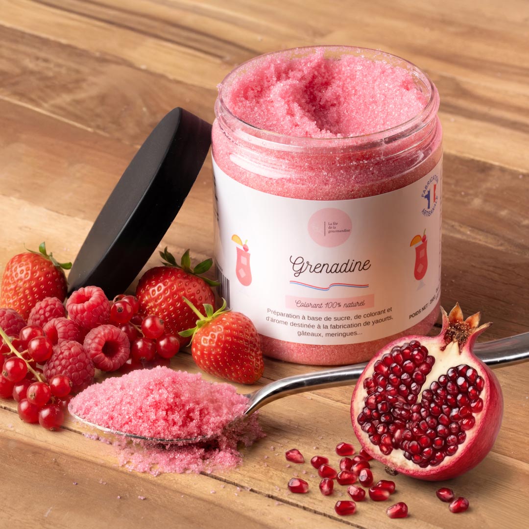 La fée de la gourmandise Sucres aromatisés Grenadine sucre pot 250 g