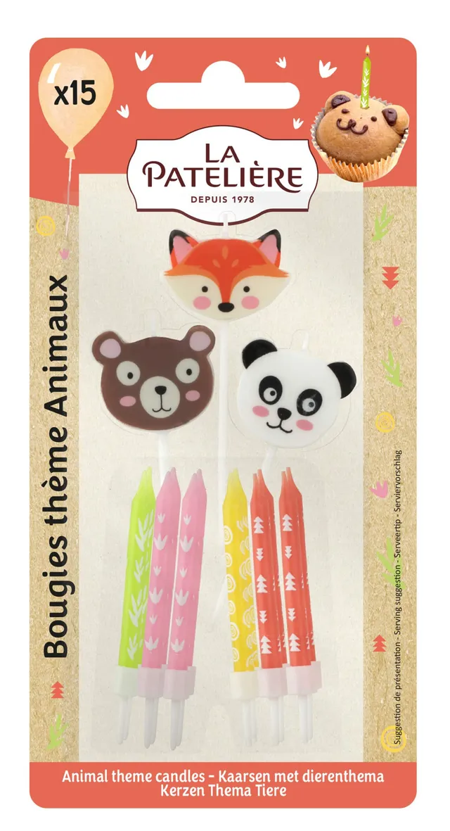 La Patelière Décors et bougies Animaux bougie gâteau x15