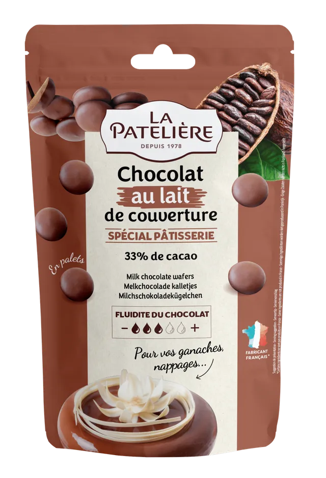La Patelière Chocolats Palets chocolat lait 33% couverture