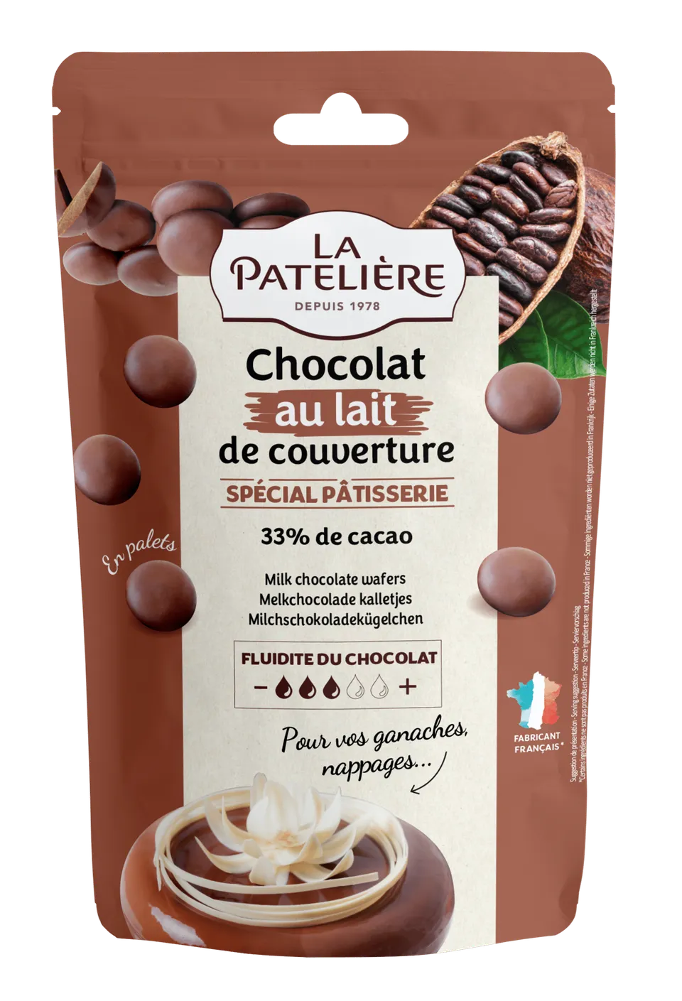 La Patelière Chocolats Palets lait 33% chocolat 200g