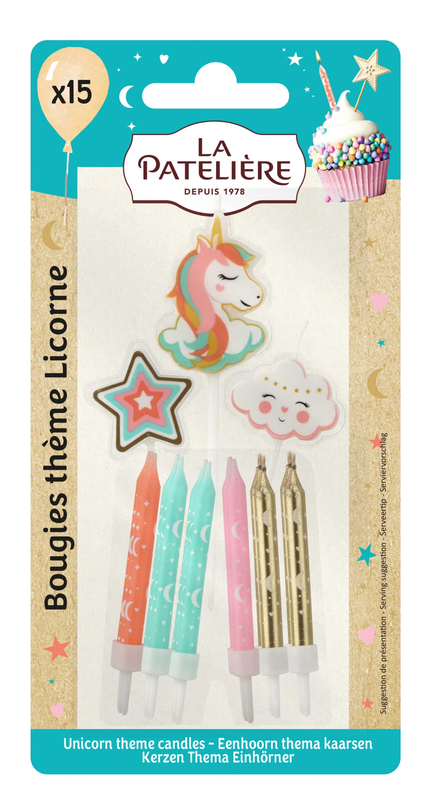 La Patelière Décors et bougies Bougies licorne x15