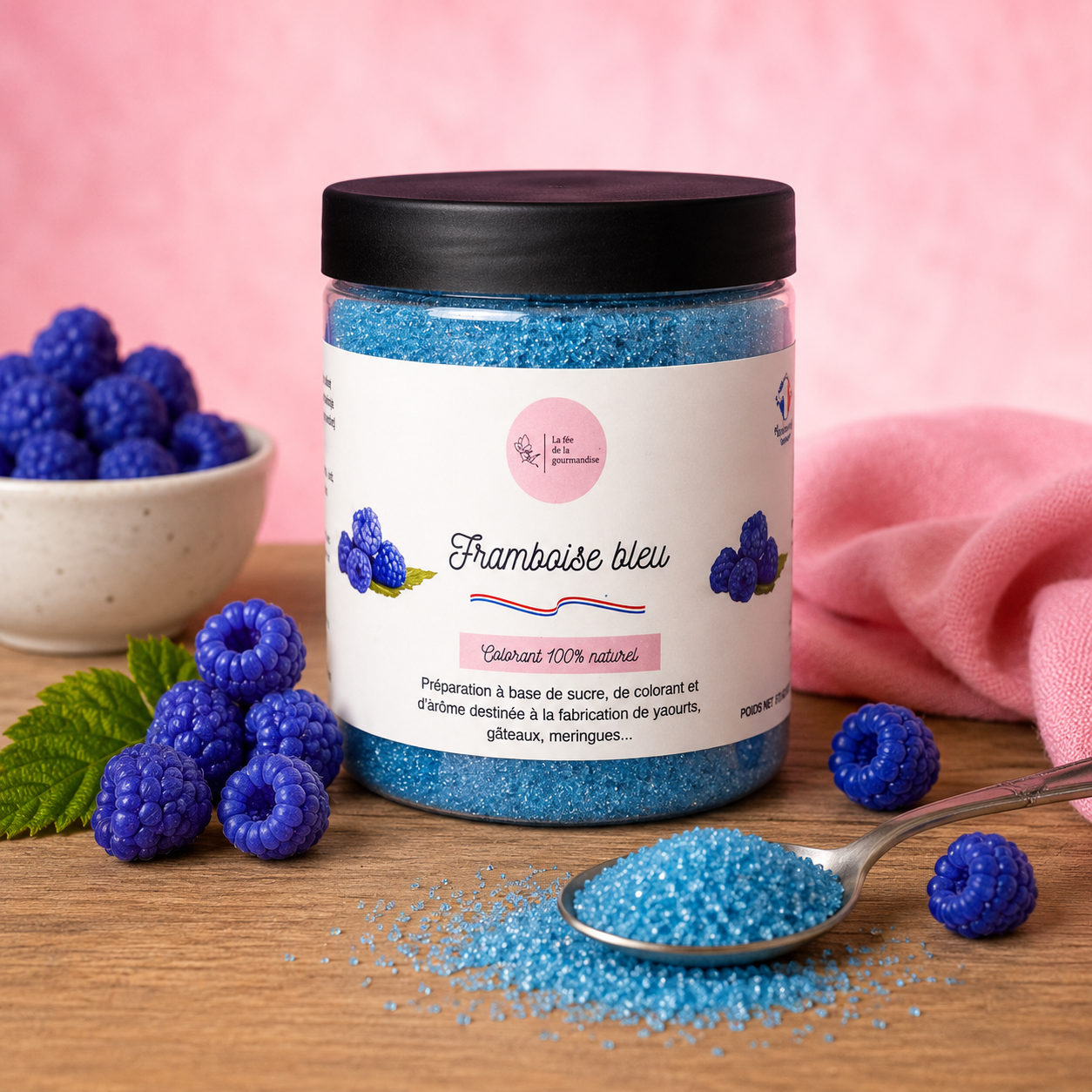 La Fée de la Gourmandise Sucre Framboise Bleu sucre aromatisé fruité