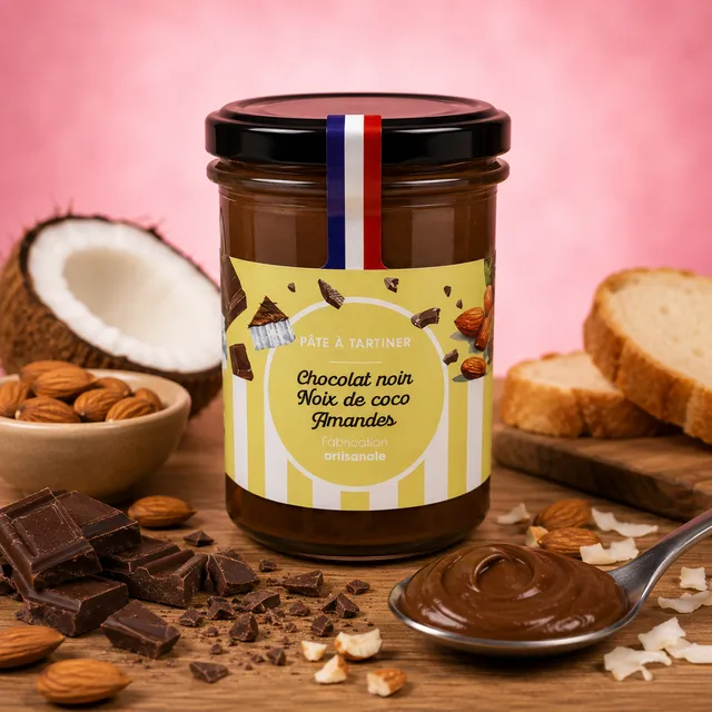 La fée de la gourmandise Pâte à tartiner chocolat coco amandes