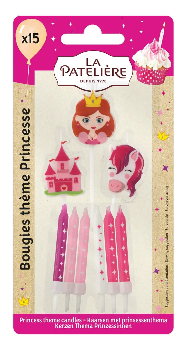 La Patelière Bougies princesses x15 roses et blanches