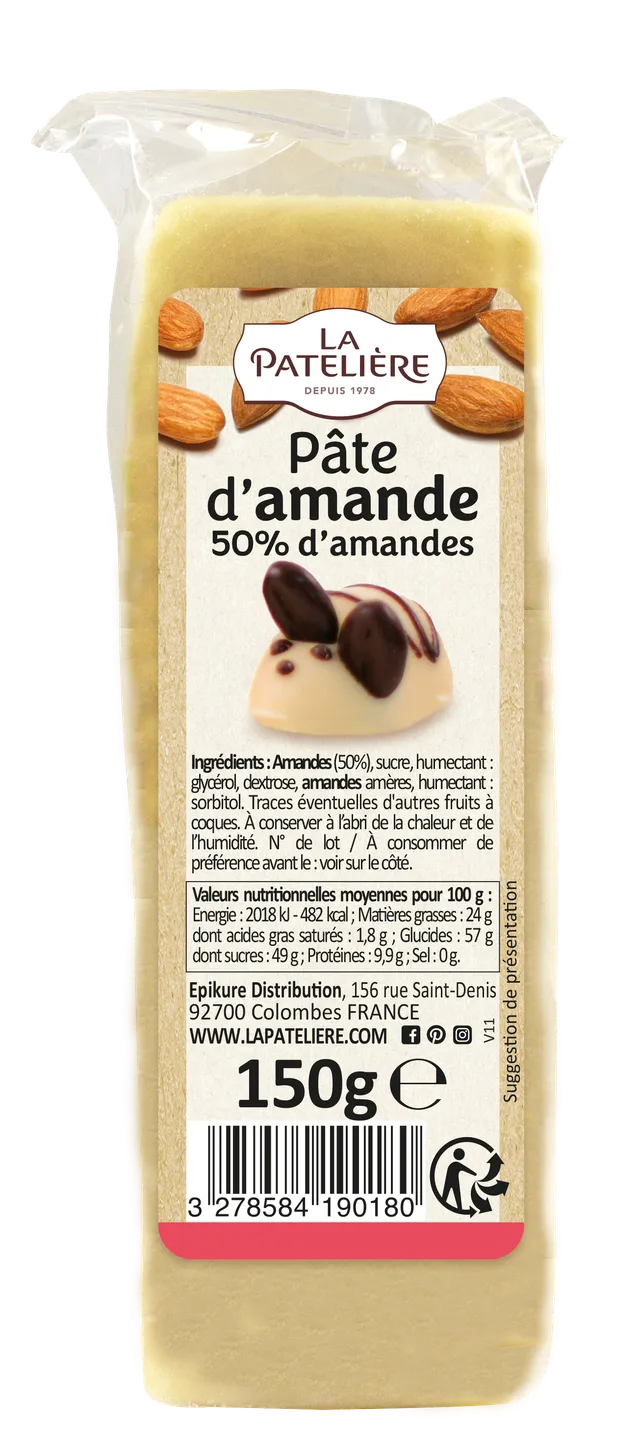 La Patelière Pâte d'amande nature sans colorant pâte