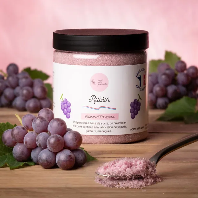 La fée de la gourmandise Sucre Raisin aromatisé pot 250G violet