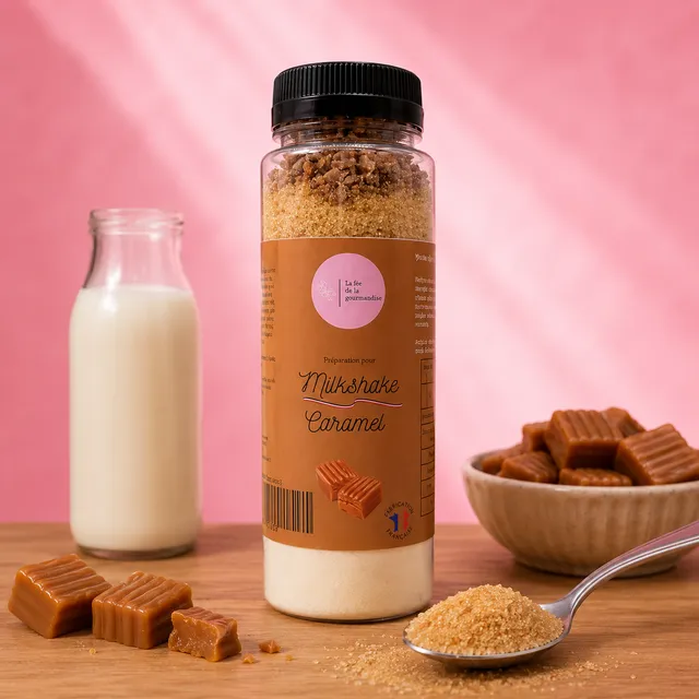 La fée de la gourmandise Milkshake Caramel préparation milkshake croquant