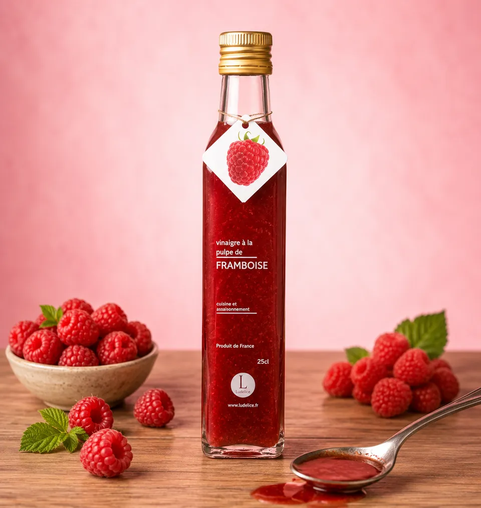 La fée de la gourmandise Vinaigre Framboise 25CL pulpe fruit