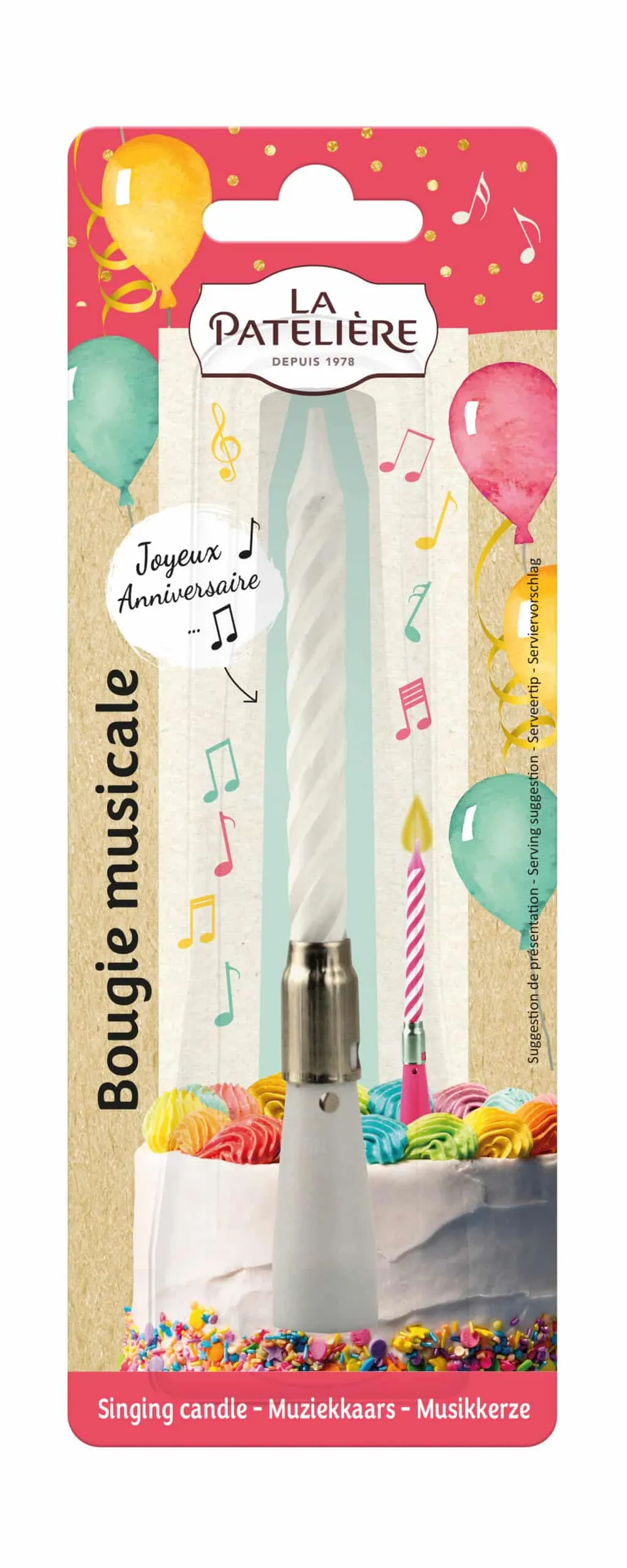 La Patelière Décors Bougie musicale Happy Birthday gâteau