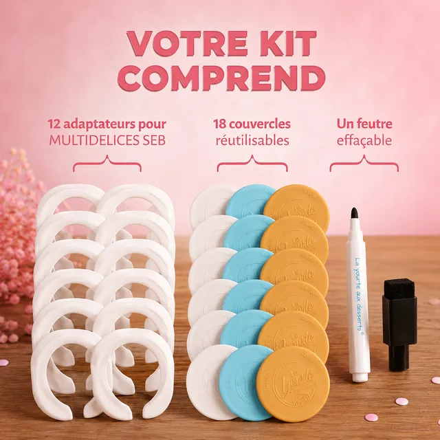 La fée de la gourmandise Lot 18 couvercles 12 adaptateurs multidélices