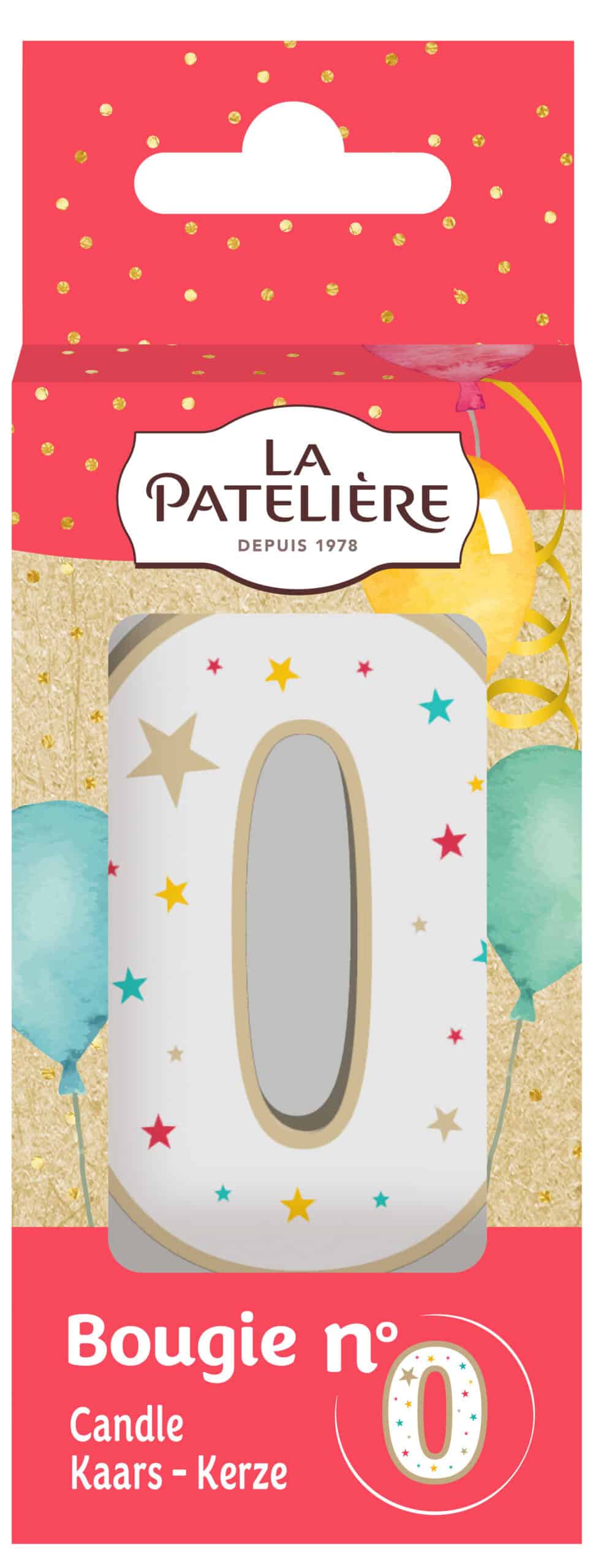 La Patelière Décors et bougies Bougie chiffre 0 blanche étoiles gâteau