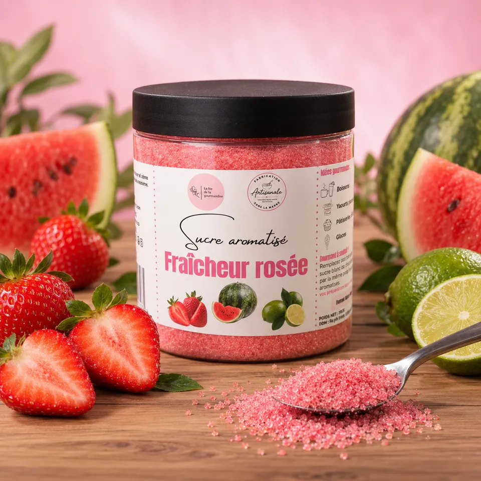 La fée de la gourmandise Sucres Fraîcheur Rosé sucre fraise pastèque