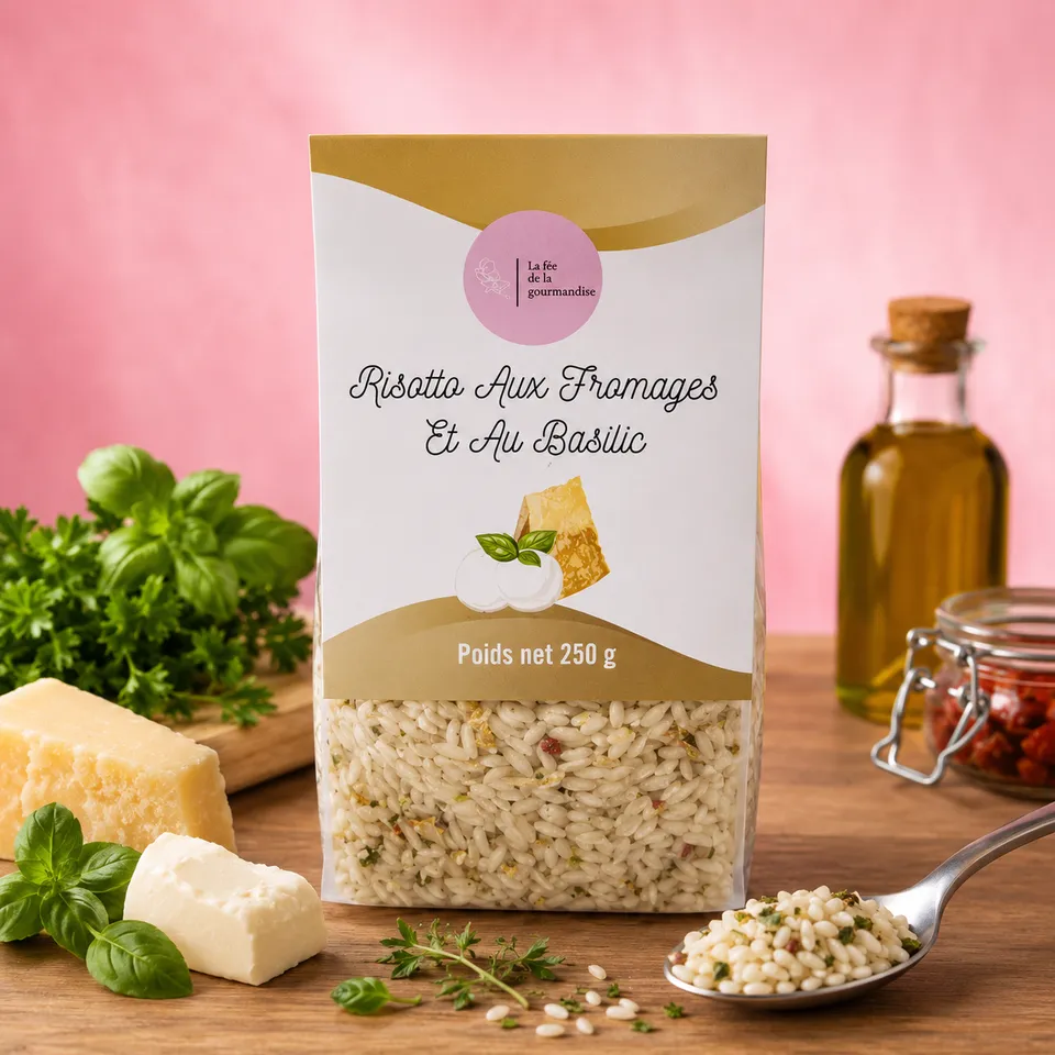 La fée de la gourmandise Risotto fromages basilic préparation salée