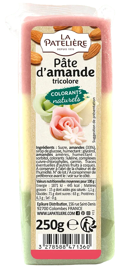 La Patelière Pâte d'amande tricolore prête à l'emploi
