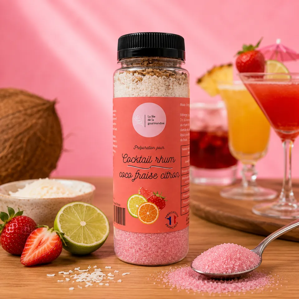 La fée de la gourmandise Rhum Coco Fraise Citron cocktail