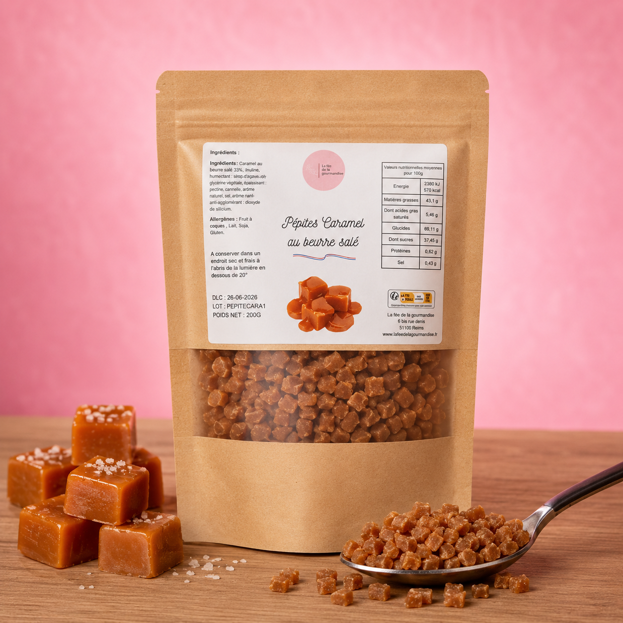 La fée de la gourmandise Pépites caramel pépites pâtisserie 200g beurre salé