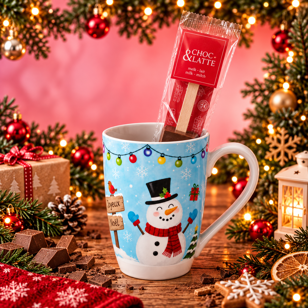 La fée de la gourmandise Tasse Bonhomme de Neige cuillère chocolat 30g