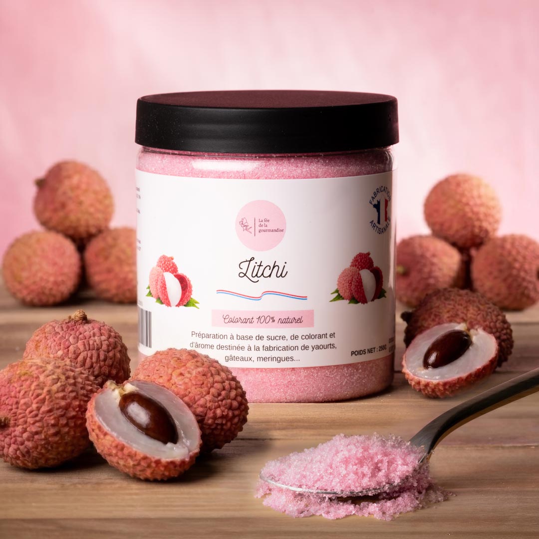 La fée de la gourmandise Sucres aromatisés Litchi sucre 50g rose