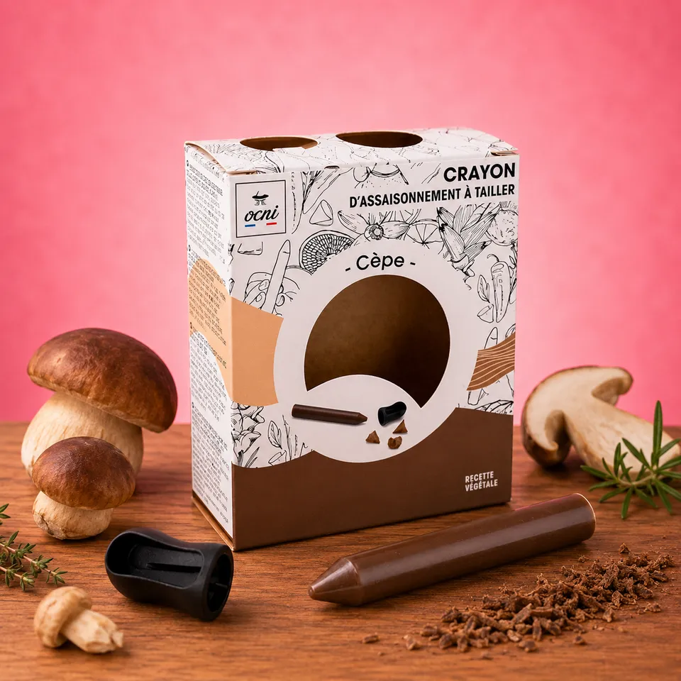 Coffret 1 Crayon Cèpe assaisonnement à tailler cuisine gibier