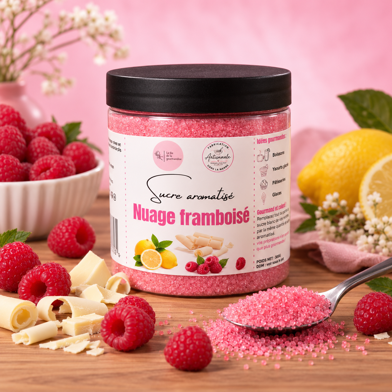 La fée de la gourmandise Nuage Framboisé sucre citron coco framboise