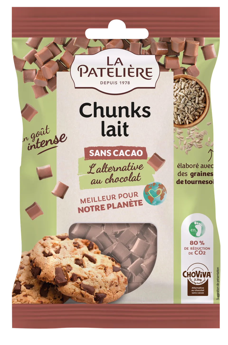 La Patelière Chocolats chunks lait sans cacao tournesol